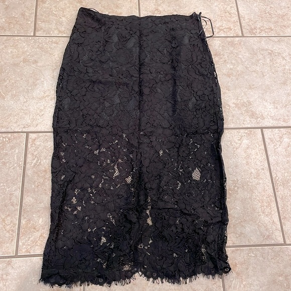 Forever 21 Dresses & Skirts - Black lace midi skirt, side zipper, size medium
